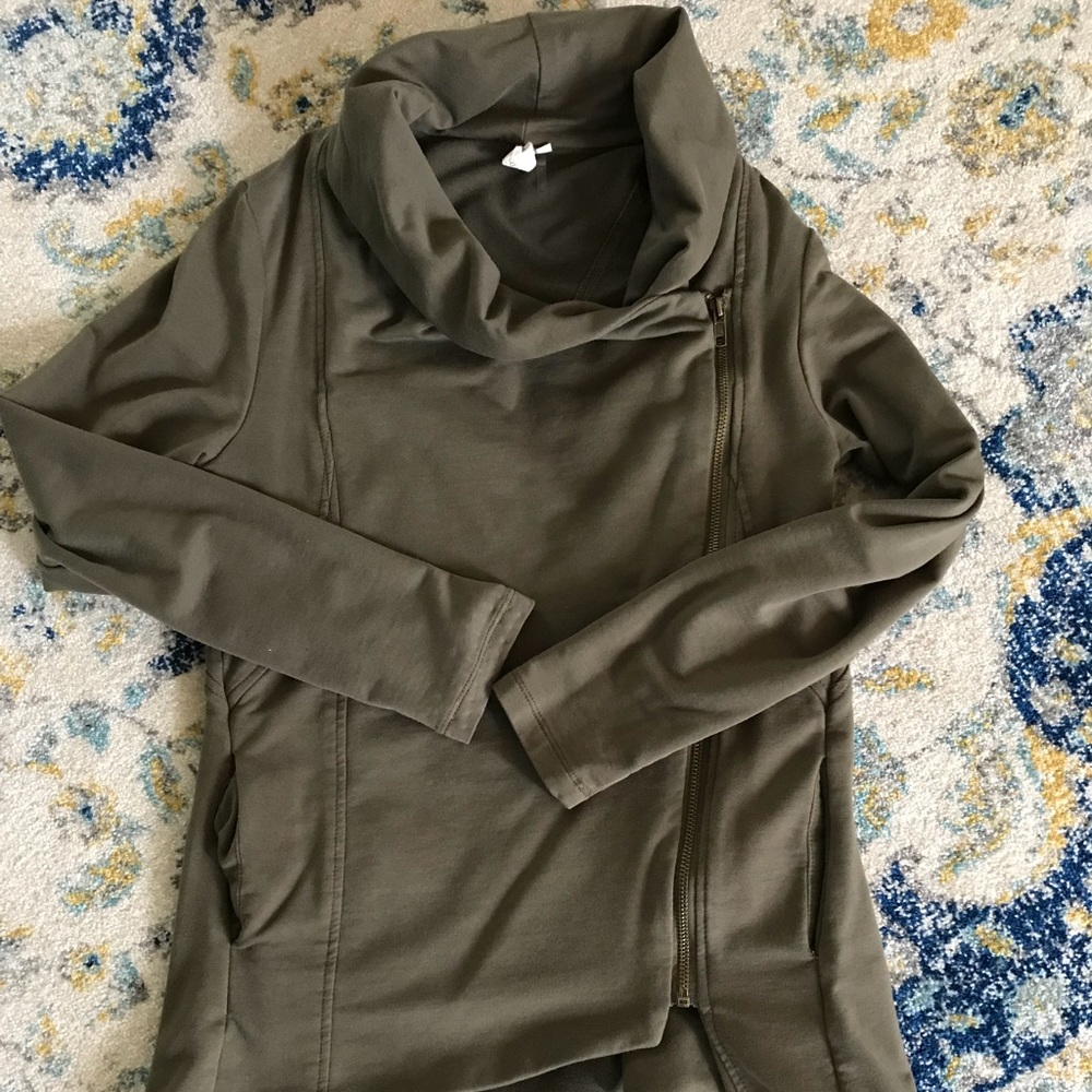 Olive green side zip sweater